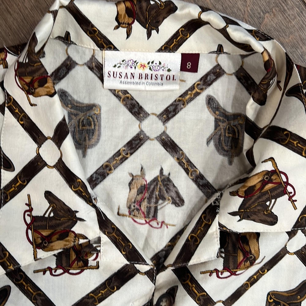 Stylish White and Brown Patterned Women's Top - Picture 6 of 6
